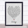 Creep Radiohead Grey Heart Song Lyric Quote Print