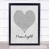 Ali Gatie Moonlight Grey Heart Song Lyric Print