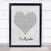 George Michael Outside Grey Heart Song Lyric Print