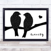 DJ Fresh feat Ella Eyre Gravity Lovebirds Black & White Song Lyric Print
