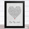 Joshua Radin My My Love Grey Heart Song Lyric Music Art Print