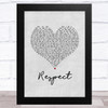 Aretha Franklin Respect Grey Heart Song Lyric Music Art Print