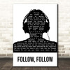 Glasgow Rangers Follow, Follow Black & White Man Headphones Song Lyric Print