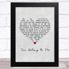 The Duprees You Belong to Me Grey Heart Song Lyric Music Art Print