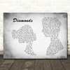 Rihanna Diamonds Man Lady Couple Grey Song Lyric Quote Music Print