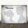 Jess Glynne Thursday Man Lady Couple Grey Song Lyric Quote Print