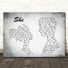 Jen foster She Man Lady Couple Grey Song Lyric Quote Print