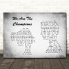 Queen We Are The Champions Man Lady Couple Grey Song Lyric Print