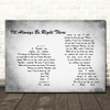 Bryan Adams I'll Always Be Right There Man Lady Couple Grey Song Lyric Print