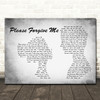 Bryan Adams Please Forgive Me Man Lady Couple Grey Song Lyric Print