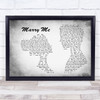 Jason Derulo Marry Me Man Lady Couple Grey Song Lyric Print