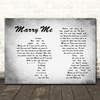 Train Marry Me Man Lady Couple Grey Song Lyric Quote Print