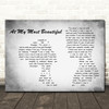 R.E.M. At My Most Beautiful Man Lady Couple Grey Song Lyric Music Art Print