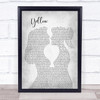 Coldplay Yellow Lesbian Women Gay Brides Couple Wedding Grey Song Lyric Print