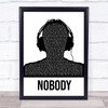 Skindred Nobody Black & White Man Headphones Song Lyric Quote Music Print