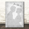 The Killers Here With Me Man Lady Bride Groom Wedding Grey Song Lyric Print