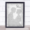 Coldplay Shiver Man Lady Bride Groom Wedding Grey Song Lyric Quote Music Print