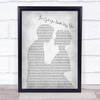 Frank Sinatra I've Got You Under My Skin Man Lady Bride Groom Wedding Grey Print