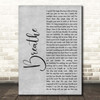 Faith Hill Breathe Grey Rustic Script Song Lyric Print