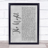 Frankie Valli & The Four Seasons The Night Grey Rustic Script Song Lyric Print