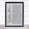 Grateful Dead Brokedown Palace Grey Rustic Script Song Lyric Print
