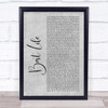 Hardy Caprio Best Life Grey Rustic Script Song Lyric Print
