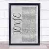 Kehlani TOXIC Grey Rustic Script Song Lyric Print