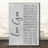 Kiss Love Gun Grey Rustic Script Song Lyric Print