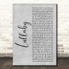Lemar Lullaby Grey Rustic Script Song Lyric Print