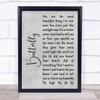 Lenny Kravitz Butterfly Grey Rustic Script Song Lyric Print