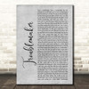 Olly Murs Troublemaker Grey Rustic Script Song Lyric Print