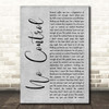 One Direction No Control Grey Rustic Script Song Lyric Print