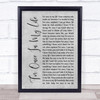 Stevie Wonder For Once In My Life Grey Rustic Script Song Lyric Print