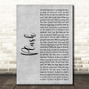 Stone Temple Pilots Plush Grey Rustic Script Song Lyric Print