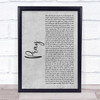 Take That Pray Grey Rustic Script Song Lyric Print