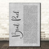 The Rocket Summer Brat Pack Grey Rustic Script Song Lyric Print