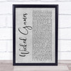 The Weeknd Wicked Games Grey Rustic Script Song Lyric Print