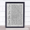 William Whiting Eternal Father, Strong To Save Grey Rustic Script Song Lyric Print