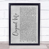 YUNGBLUD Original Me Grey Rustic Script Song Lyric Print
