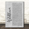 5 Seconds Of Summer Wildflower Grey Rustic Script Song Lyric Print
