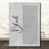 Dave Black Grey Rustic Script Song Lyric Print