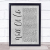 Dire Straits Walk Of Life Grey Rustic Script Song Lyric Print