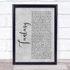 Earth, Wind And Fire Fantasy Grey Rustic Script Song Lyric Print