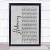 Erasure Hideaway Grey Rustic Script Song Lyric Print