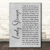 Eric Clapton Lonely Stranger Grey Rustic Script Song Lyric Print
