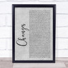 2Pac Changes Grey Rustic Script Song Lyric Wall Art Print