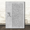 Khalid Talk Grey Rustic Script Song Lyric Wall Art Print