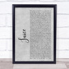 Lizzo Juice Grey Rustic Script Song Lyric Wall Art Print