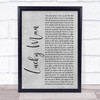 Montgomery Gentry Lucky Man Grey Rustic Script Song Lyric Wall Art Print
