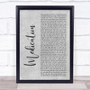 YUNGBLUD Medication Grey Rustic Script Song Lyric Wall Art Print